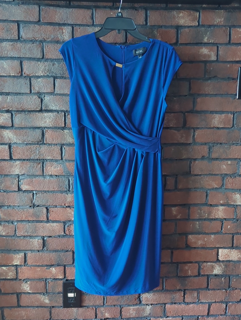 MSK Royal Blue Draped Cap-Sleeve Sheath Dress